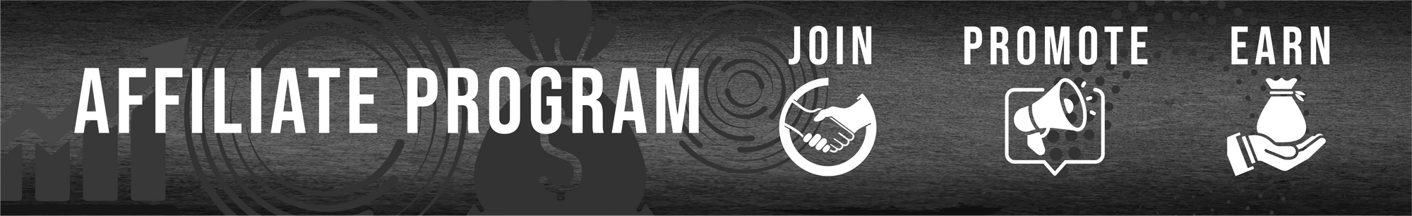 Affiliate Program banner showing join, promote, earn